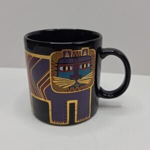Laurel Burch Colorful Lion Coffee Mug 12oz Purple Black Gold Art Ceramic Cup